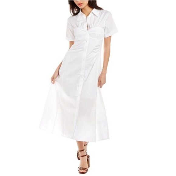 NICHOLAS Shirt Dress in White, NWT, Size 8 Medium - Picture 3 of 8